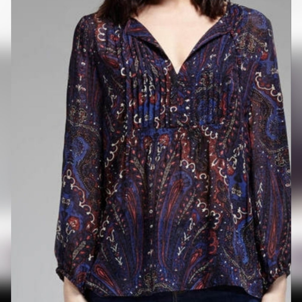 JOIE Vandrea 100% Silk Paisley Print Blouse Top